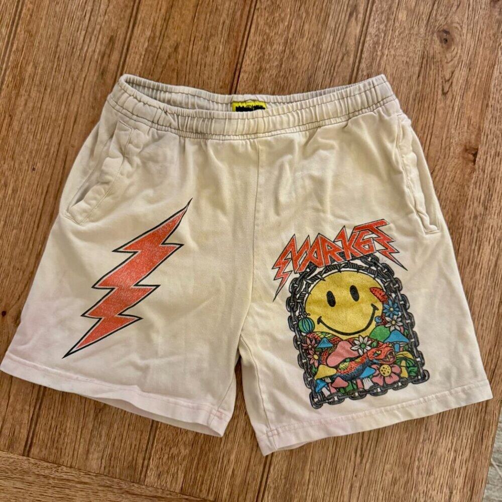 MARKET Smiley Lightning Shorts Men's Medium Streetwear Y2K Festival Skater - Picture 12 of 15